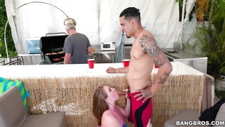 Harley Jade sucking cock and her grandpa does not notice it