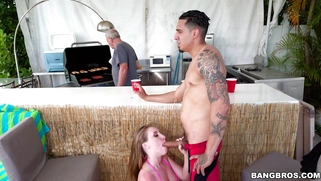 Harley Jade sucking cock and her grandpa does not notice it