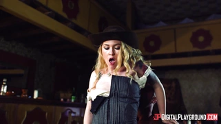 Misha Cross rides hard prick reverse cowgirl in the bar