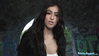 A gorgeous Colombian woman fucks and sucks in a public setting