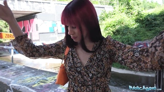 Public sex with a pretty face, bubble butt, and moist pussy