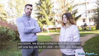 Tight Spanish babe gives blowjob and fuck behind husbands back