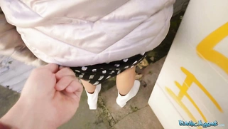 Tight Spanish babe gives blowjob and fuck behind husbands back