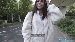 petite British Brunette Sucks and Fucks after Nearly Getting Run Over by a Runaway Taxi