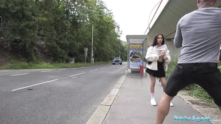 petite British Brunette Sucks and Fucks after Nearly Getting Run Over by a Runaway Taxi