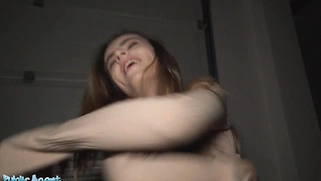 French Babe Alba Lala Shows Off Her Small Tits on the Street