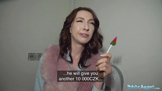 Chanel Kiss sucks cock before being bent over in public toilets for sex