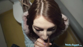 Chanel Kiss sucks cock before being bent over in public toilets for sex