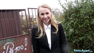 Stunning Blonde Russian babe fucks in her underwear on the side of the road