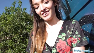 Tattooed sexy minx Kylie cums on cock outdoors