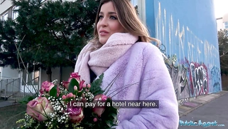 A big-boobs babe receives an offensive proposal.