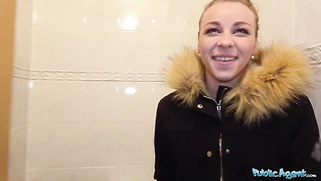 As the tight pussy stretched in the public restroom, several orgasms occurred