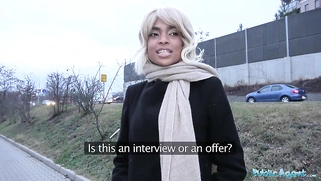 Ebony with sexy body blonde hair and shaved pussy