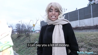 Ebony with sexy body blonde hair and shaved pussy