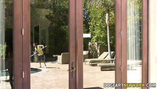 Mocha Menage Makes Her Move on a Man by the Pool