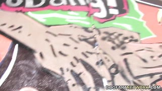 Busty Blonde Cindy Enjoys Interracial Gangbang