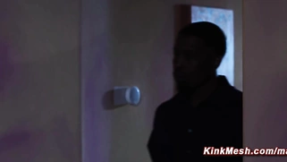 Hot bartender is tied and BBC fucked