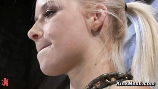 Bound blonde hars flogging training