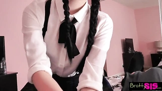 Quick Ride On Stepbrother's Huge Cock Before Class