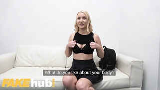 Amaris and her perfect natural tits get fucked on the agent's table