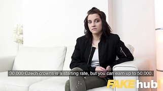 Girthy cock fucks hot student pussy in Czech hardcore casting