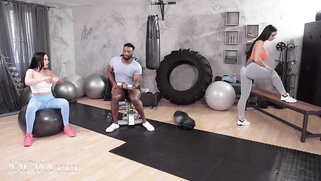 BBC Interracial Threesome In The Gym With Big Tits MILF Adriana Rys