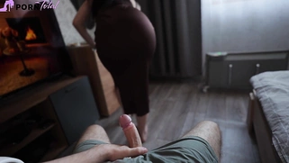 Step Sister Caught Step Brother with a Boner and help to cum quickly!