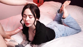 Deep Facefucking! big lips hot babe fuck and facial