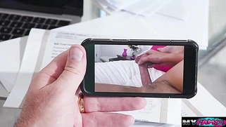 My stepdaughter gives me a foot job and fucks her