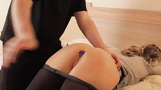 First anal! after anal training she got it deep in her ass prone bone