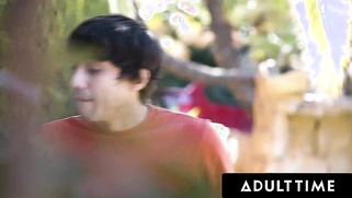 Widowed stepmother Rachel Cavalli flashes her naive teenage stepson to make him want to fuck her!