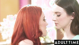 18-Year-Old Stepdaughter Hazel Moore Teaches a Redhead Milf LESBIAN SEX!