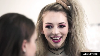 Lily Larimar teaches her best friend Lainey Grey how to kiss and eat pussy!