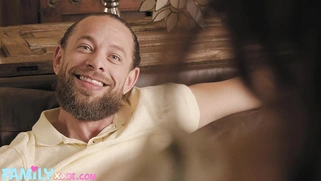 Watch me squeeze my stepbrother's big dick in my teen pussy