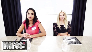 Lesbian threesome focus group tasting pussies