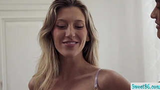 Making my busty stepsisters pussy so wet on bed