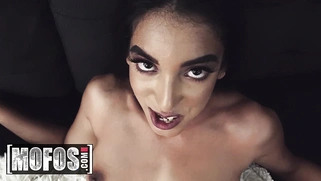 Trapped teen Claire Black gets naked in the car