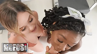 Kali Roses and JMac welcome their sexy friend Hazel Grace into their home with a hot 3some