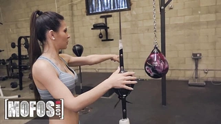 Milana Ricci takes off her clothes and Marikate Moss follows her and they do naked squats