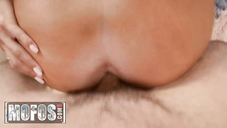 Petite Teen Mylene Monroe Rides Her Savior's Hard Cock and Gets Covered in It cum