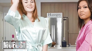 Samantha Raines Takes Yumi Sin to Charles Dera for Body Painting, and They End Up Fucking