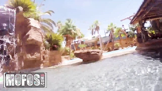 Eliza Ibarra and her boyfriend Quinton James fuck each other in the pool