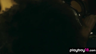 Naked Brazilian touches her ebony pussy