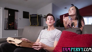 Tricky guy lures latina stepsis into sex