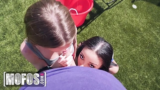 Daisy Stone and Scarlett Bloom’s Bubble Butts Share a Big Cock (POV)