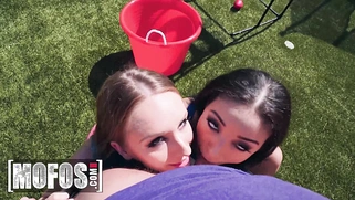 Daisy Stone and Scarlett Bloom’s Bubble Butts Share a Big Cock (POV)