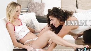 Lesbian teen seducing the cleaner lady