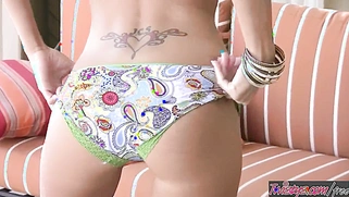 Seductive Teen Blonde Danielle Maye Strips And Fingers For You