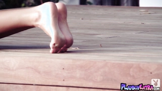 Teen blondie reveals her delicious pussy