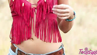 Alluring Blonde Maya Rae Waiting For A Ride And Ended Up Masturbating Outdoors